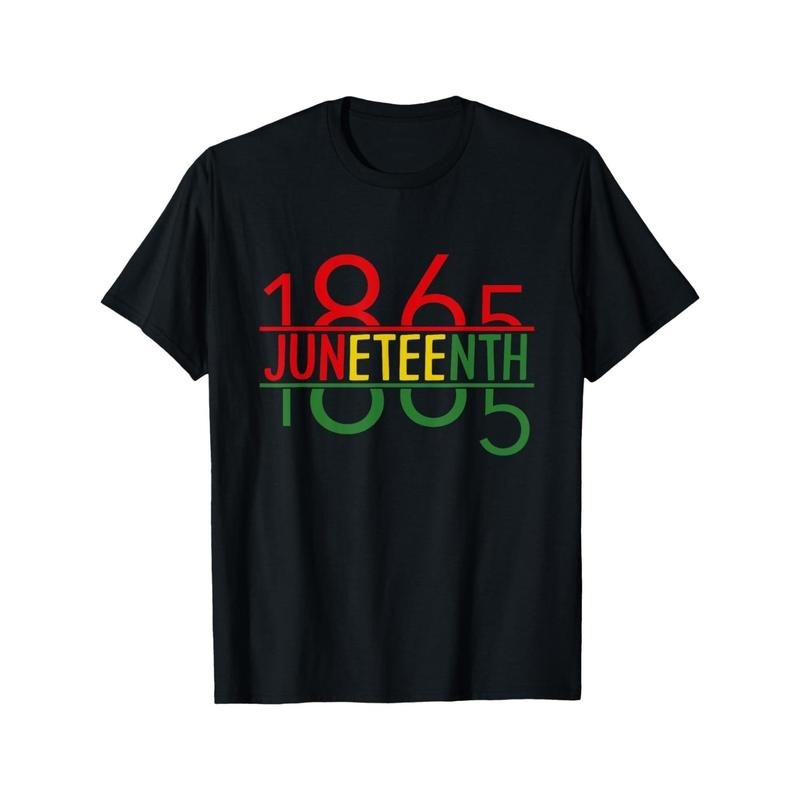 Men's Juneteenth Independence Day 1865 African American History T-Shirt - Black Tee Emancipation Dates - Loose Fit Casual...
