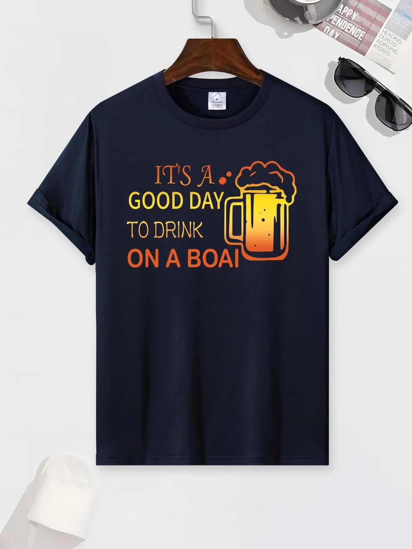 Men's Letter & Beer Print Round Neck Tee, Regular Fit Casual Short Sleeve Crew Neck T-shirt for Summer, Fashion Men's Top...