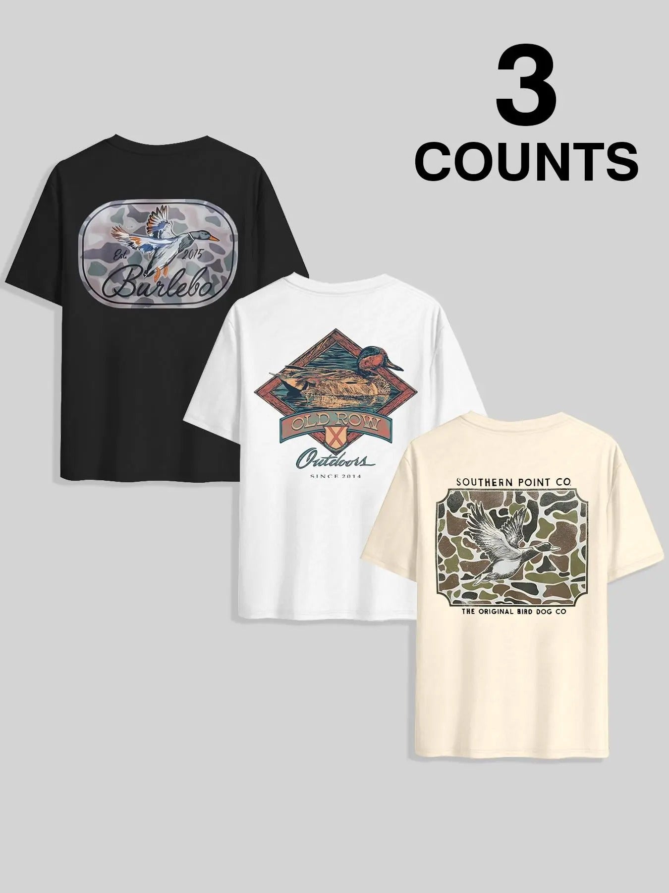 Men's Letter & Duck Print Short Sleeve Graphic Tee, Regular Fit Casual Street Round Neck T-shirt for Summer, Men's Top...