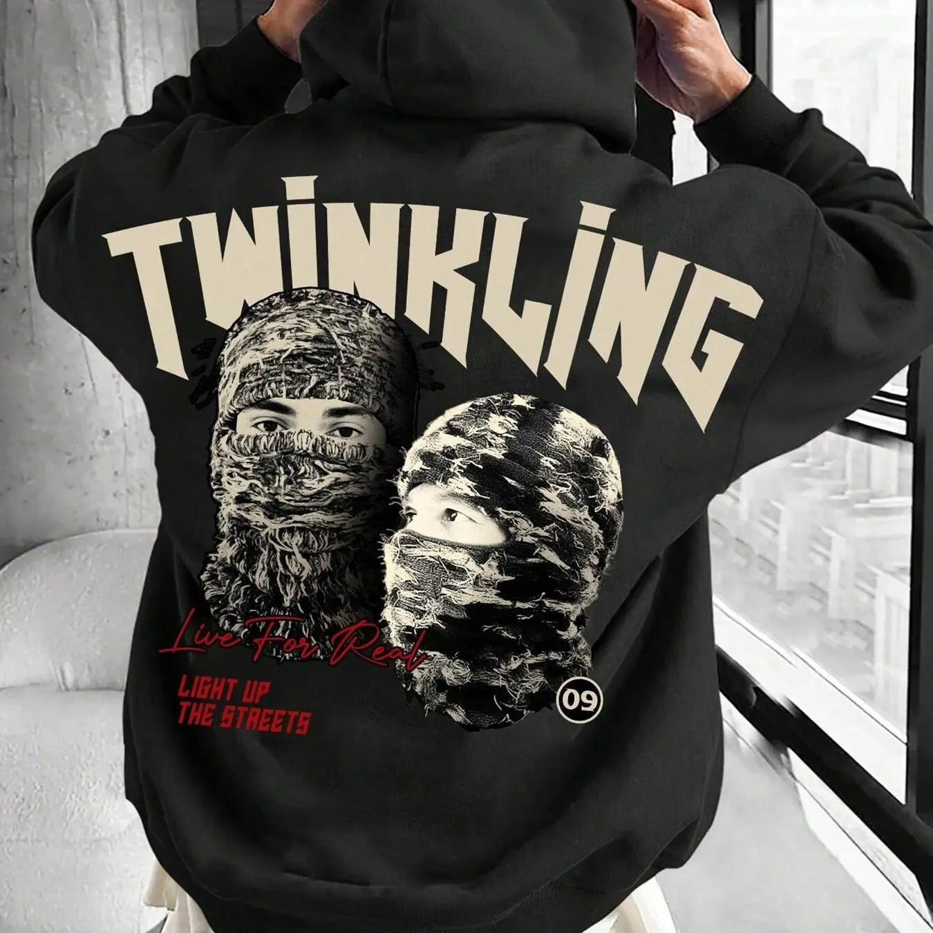 Men's Letter & Figure Print Drop Shoulder Hoodie, Fashion Casual Regular Fit Drawstring Pocket Hooded Sweatshirt for...