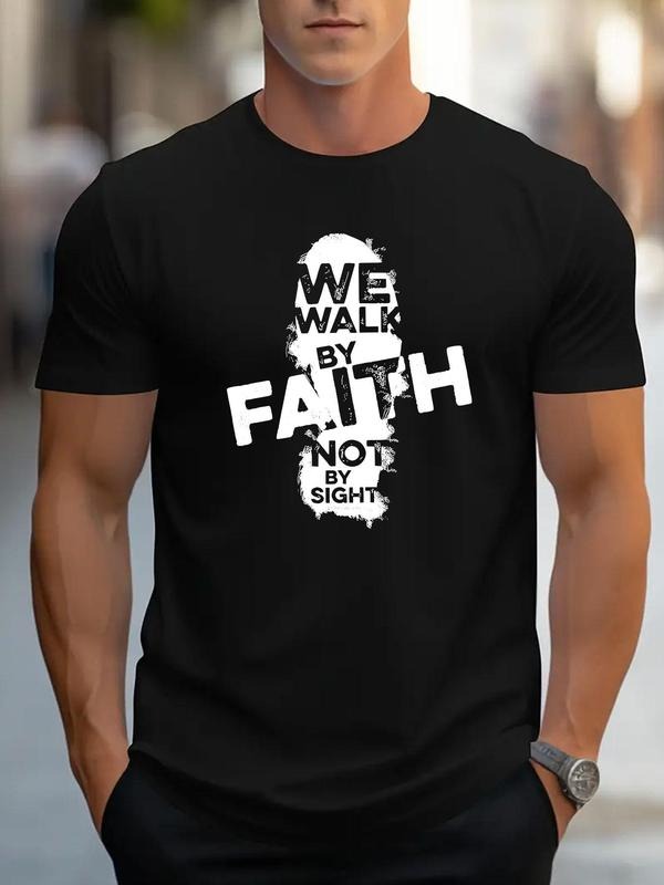 Men's Letter & Graphic Print Round Neck Tee, Loose Casual Fashion Short Sleeve T-shirt for Summer, Men's Top for Daily...