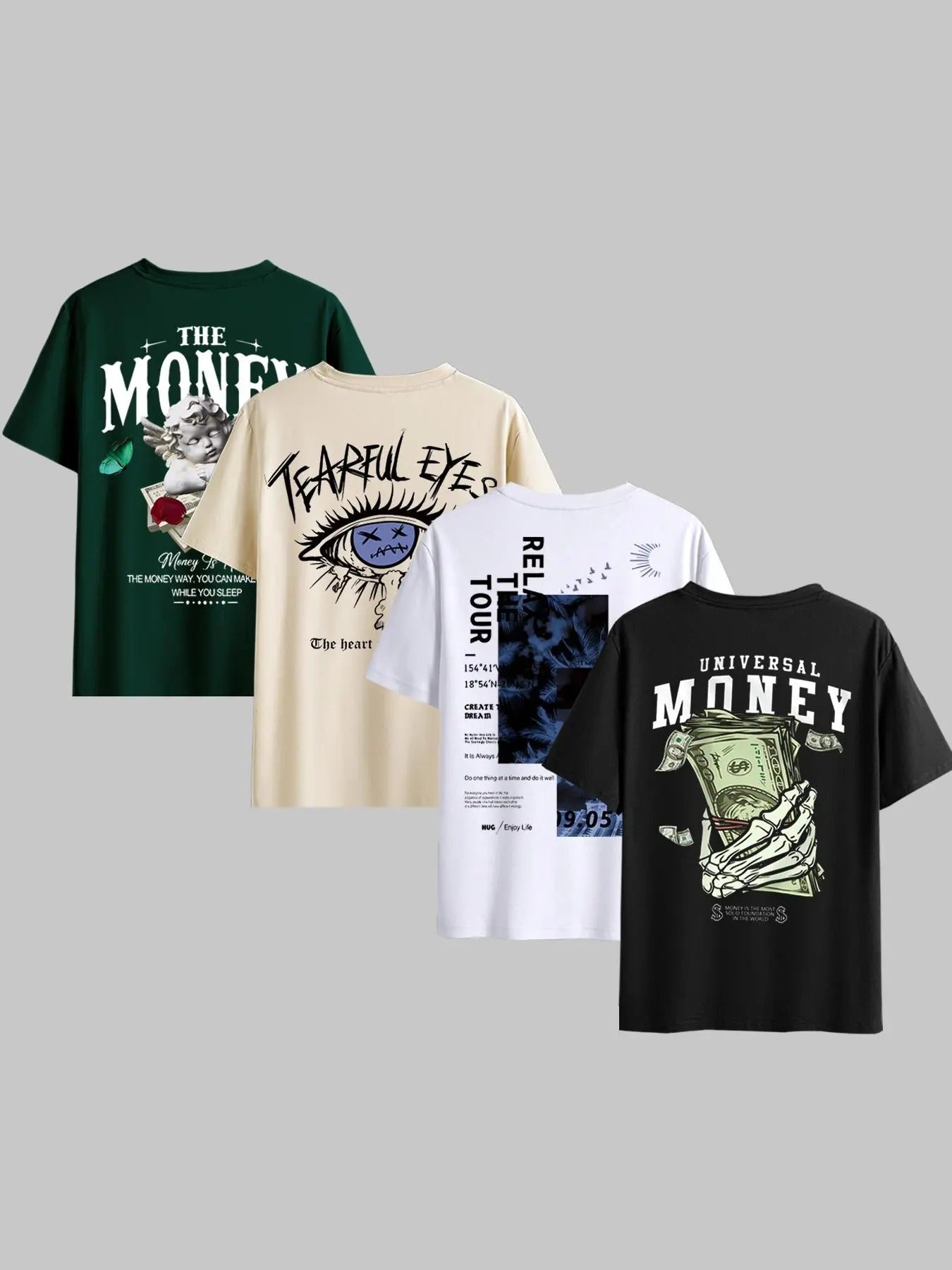 Men's Letter & Graphic Round Neck Tee, Fashion Regular Fit  Short Sleeve T-shirt for Summer, Casual Men's Top for Daily...