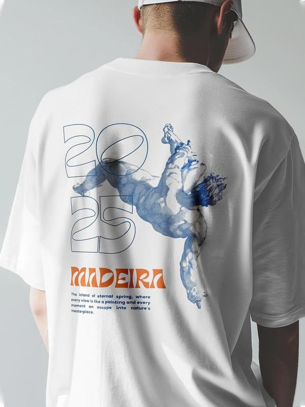 Men's Letter & Gymnastics Print Round Neck Graphic Tee, Regular Fit Casual Short Sleeve T-shirt for Daily Wear, Men's Top...