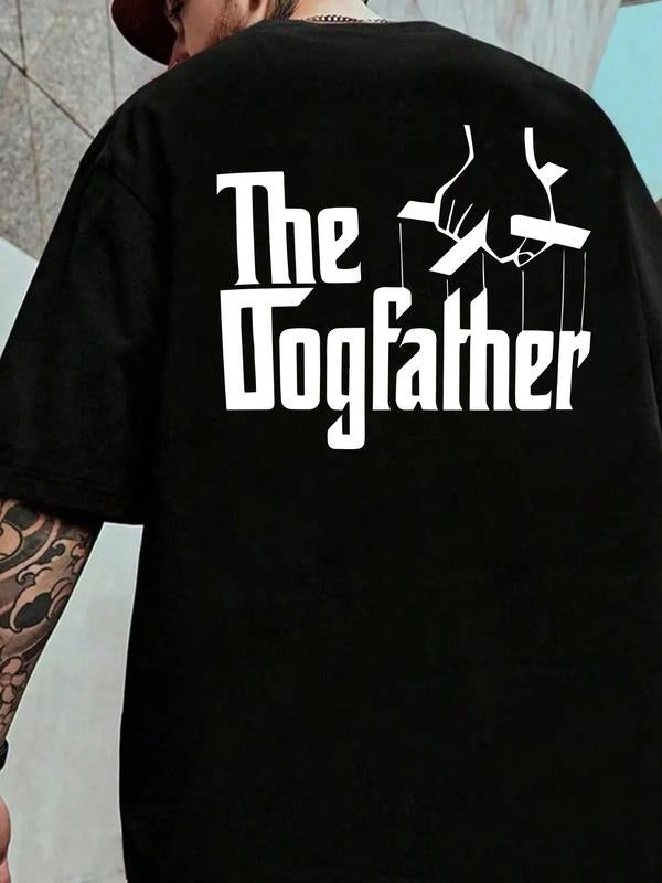 Men's Letter & Hand Print Short Sleeve Graphic Tee, Regular Fit Casual Round Neck T-shirt for Summer, Men's Top for Daily...