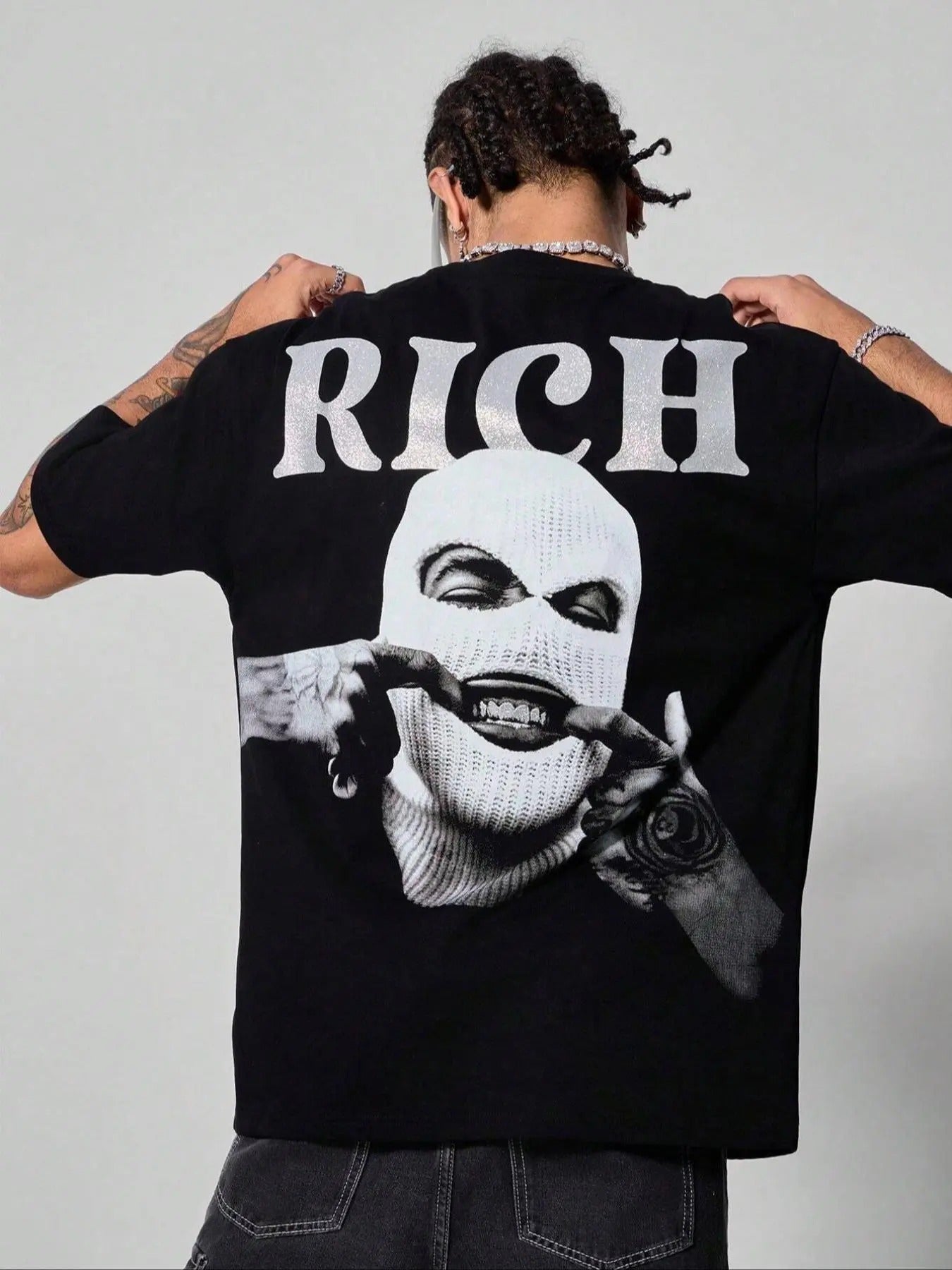Men's Letter & Mask Print Round Neck Graphic Tee, Regular Fit Casual Short Sleeve T-shirt for Daily Wear, Men's Top for...