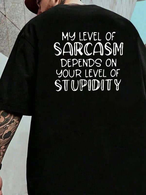 Men's Letter & Sarcasm Print Round Neck Tee, Loose Casual Short Sleeve T-shirt for Summer, Men's Top for Daily Wear,...