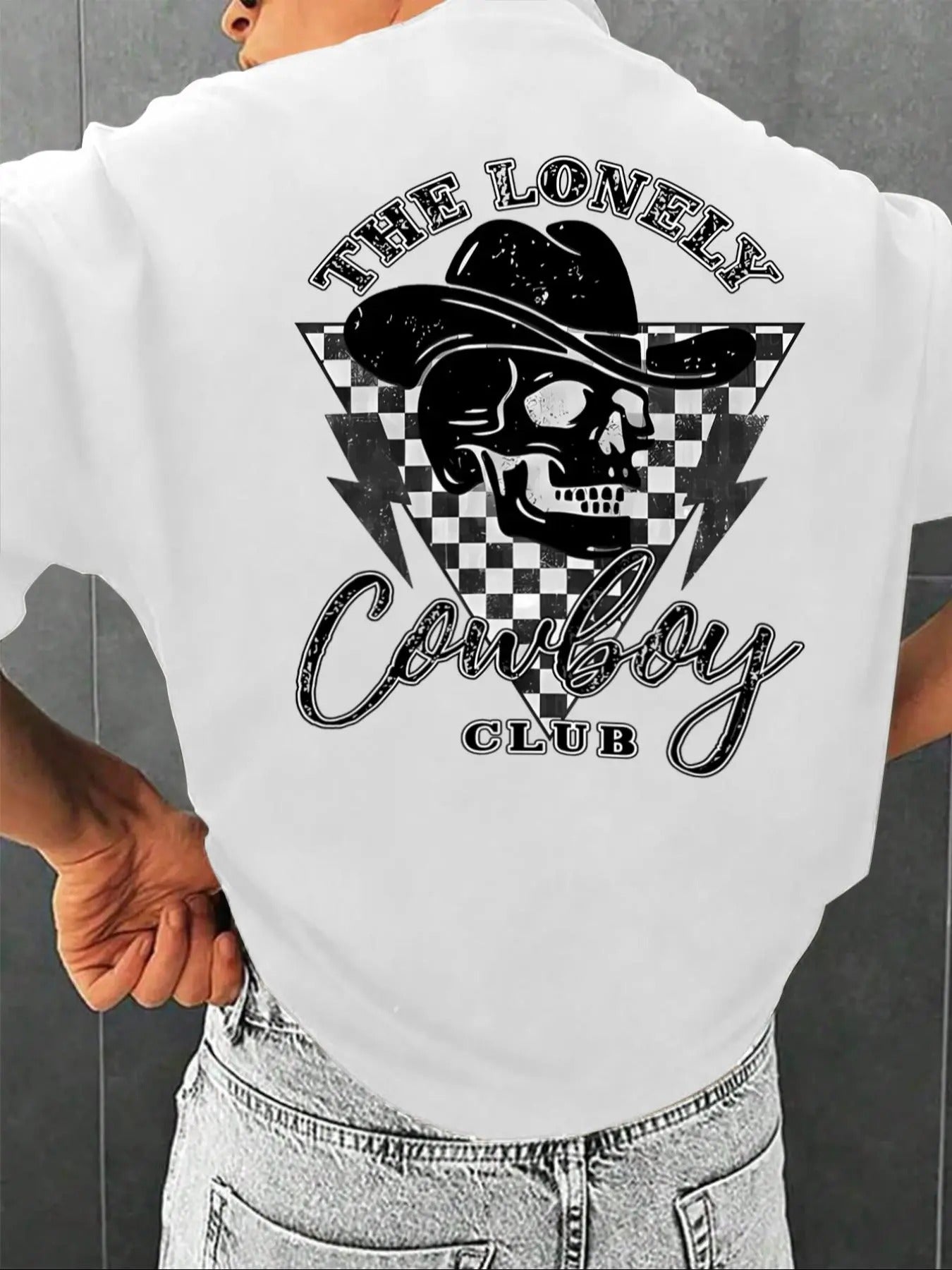 Men's Letter & Skull Print Drop Shoulder Tee, Regular Fit Casual Short Sleeve Round Neck T-shirt for Summer, Men's Top...