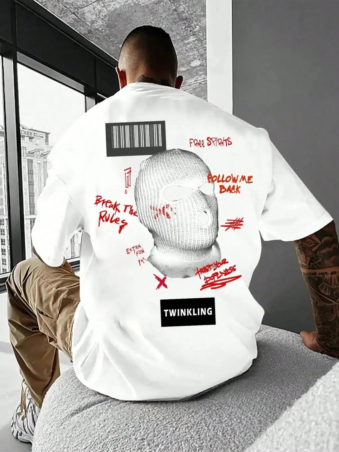 Men's Letter Graphic Print Round Neck Tee, Regular Fit Casual Street Drop Shoulder Short Sleeve T-shirt for Summer, Men...