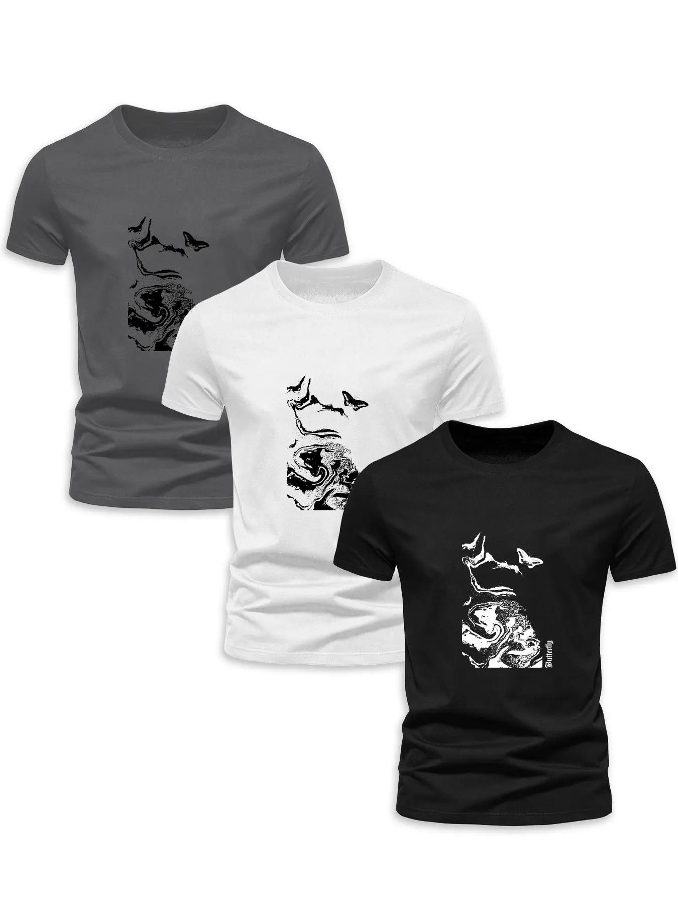 Men's Letter Graphic Round Neck Tee, Regular Fit Short Sleeve Crew Neck T-shirt for Daily Wear, Casual Comfy Men's Top...