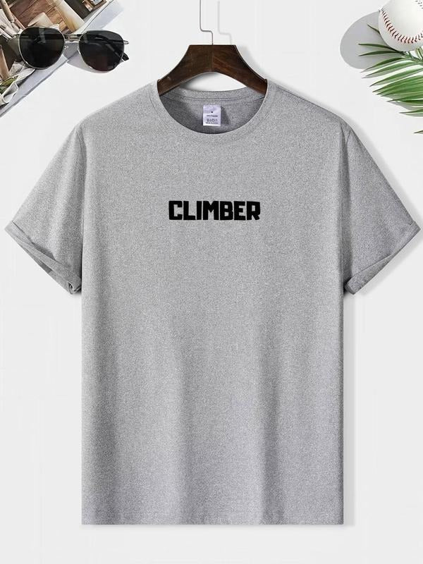 Men's Letter Print Double-sided Tee, Casual Loose Short Sleeve Round Neck T-shirt for Summer, Fashion Men's Top for Daily...