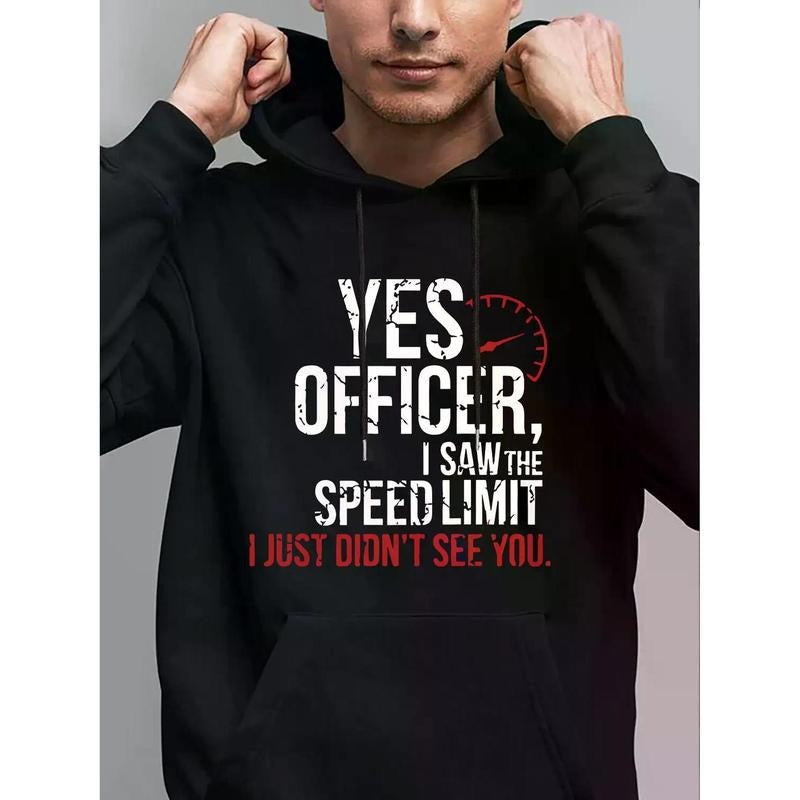 Men's Letter Print Drawstring Hoodie, Casual Regular Fit Long Sleeve Pocket Hooded Sweatshirt for Spring & Fall, Fashion...