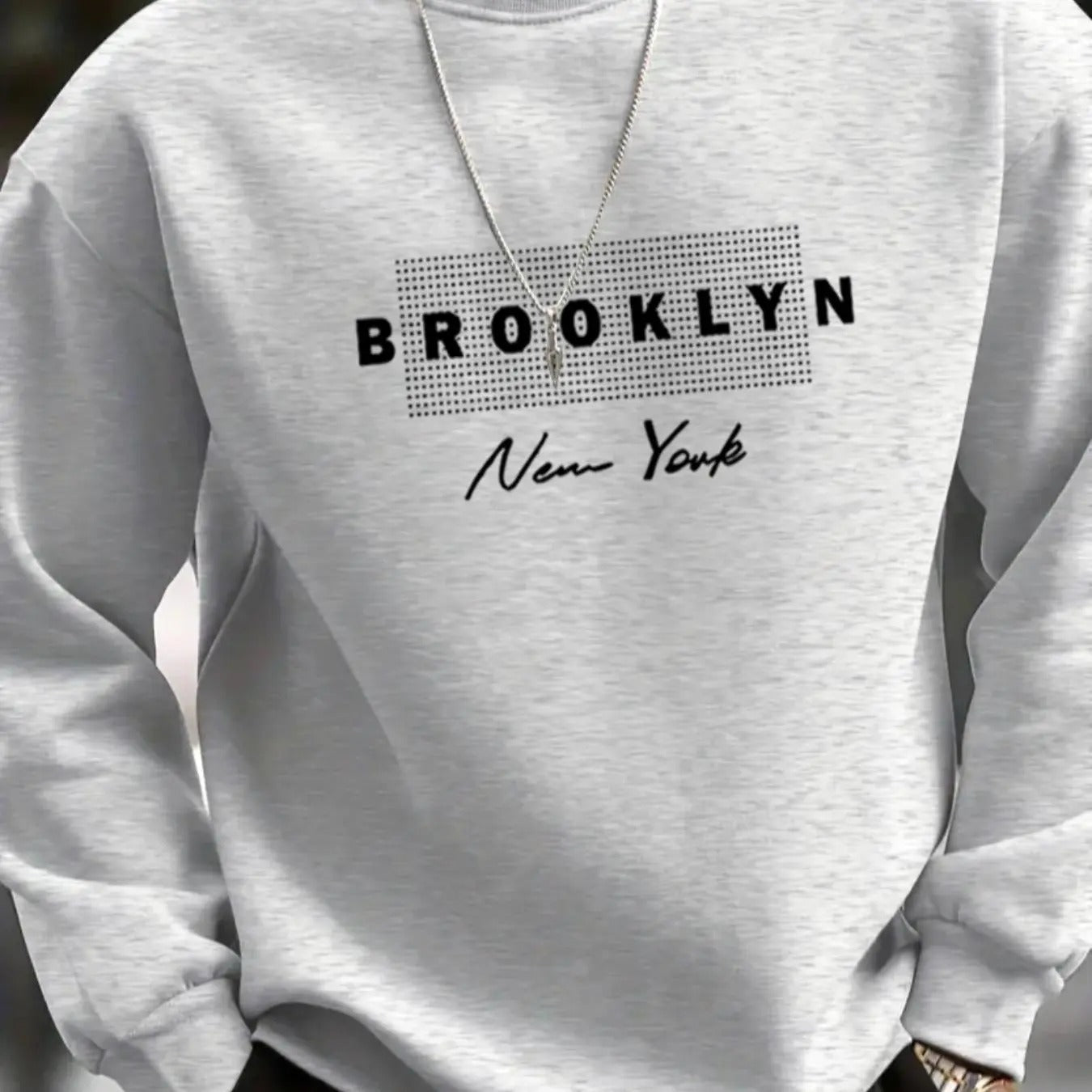 Men's Letter Print Drop Shoulder Sweatshirt, Regular Fit Casual Soft Comfy Long Sleeve Round Neck Pullover for Fall &...