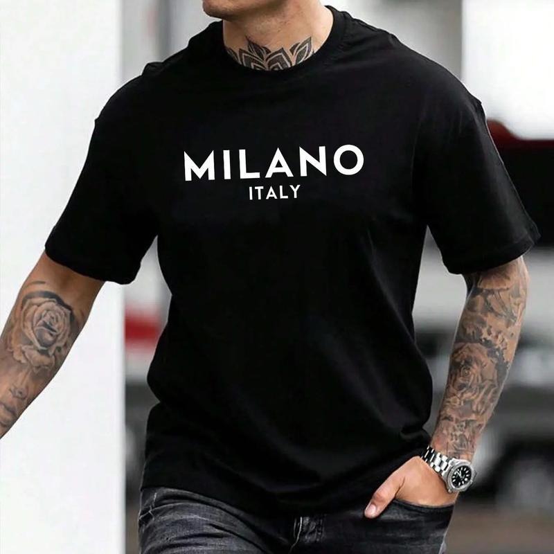 Men's Letter Print Drop Shoulder T-Shirt