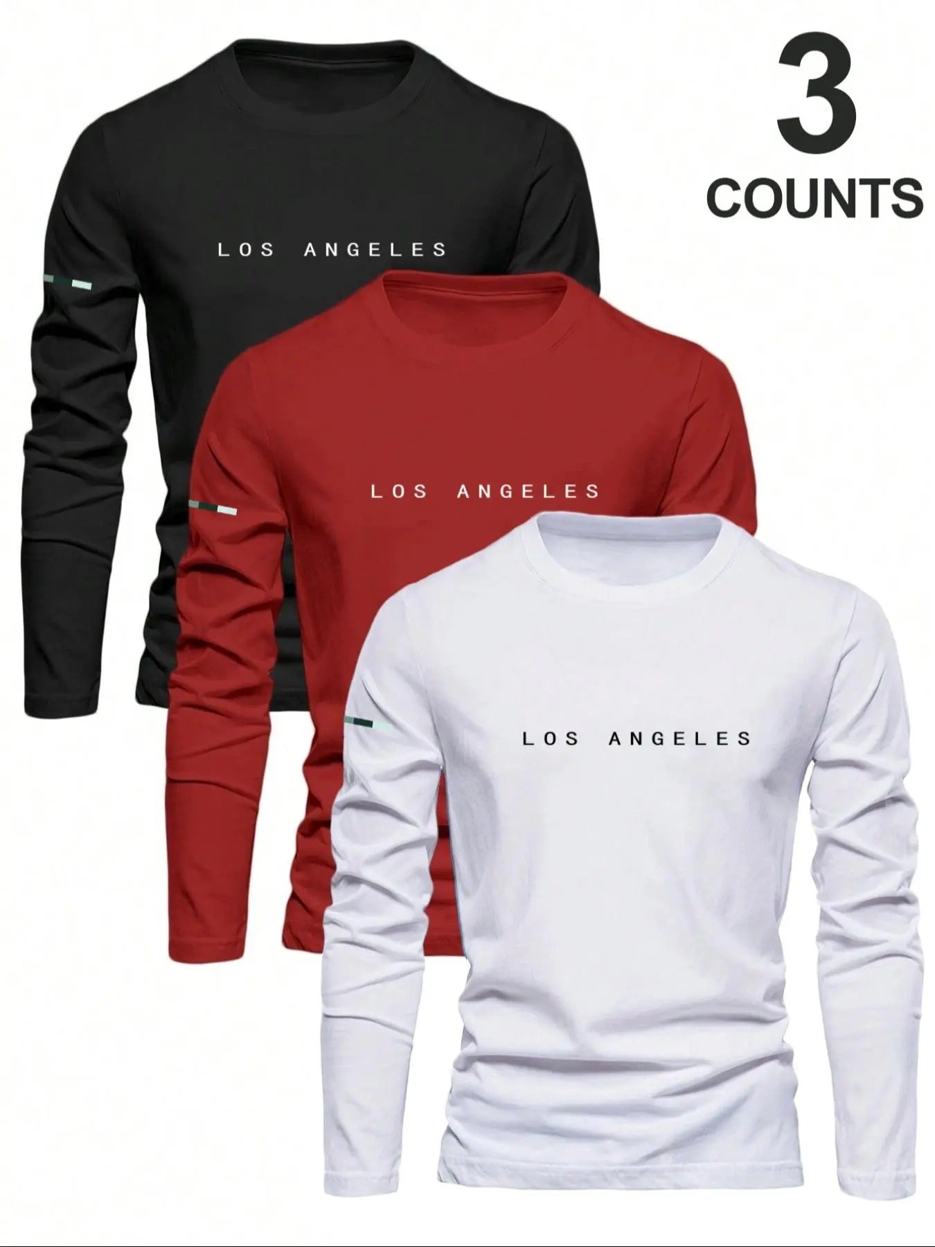 Men's Letter Print Long Sleeve Tee, Regular Fit Casual Round Neck T-shirt for Spring, Men's Top for Daily Wear Hoodie,...