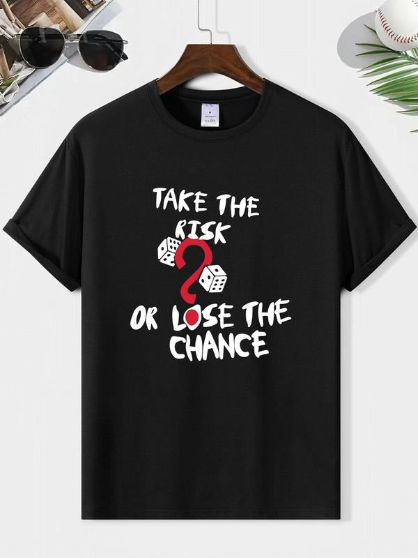 Men's Letter Print Round Neck Graphic Tee, Casual Loose Short Sleeve T-shirt for Summer, Men's Top for Daily Wear,...