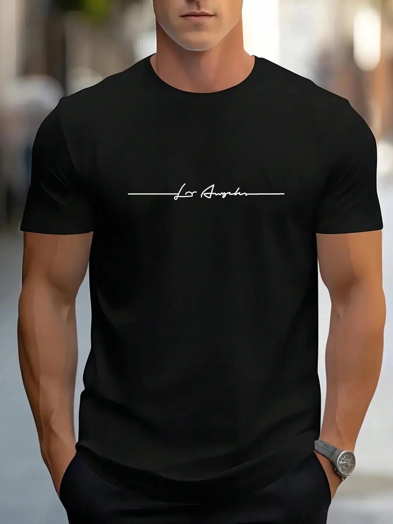 Men's Letter Print Round Neck Graphic Tee, Regular Fit Casual Short Sleeve Crew Neck T-shirt for Summer, Fashion Men's...
