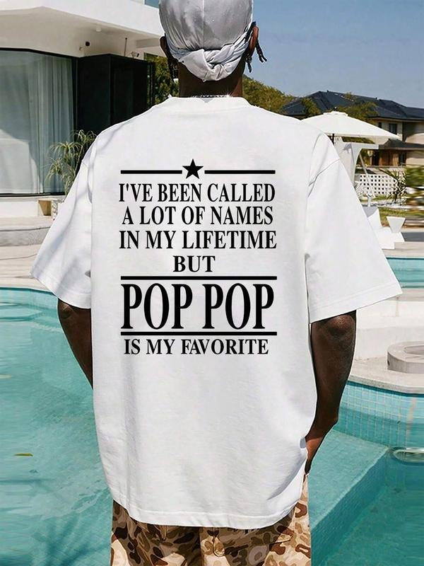 Men's Letter Print Round Neck Graphic Tee, Regular Fit Casual Short Sleeve T-shirt for Summer, Men's Top for Daily Wear,...