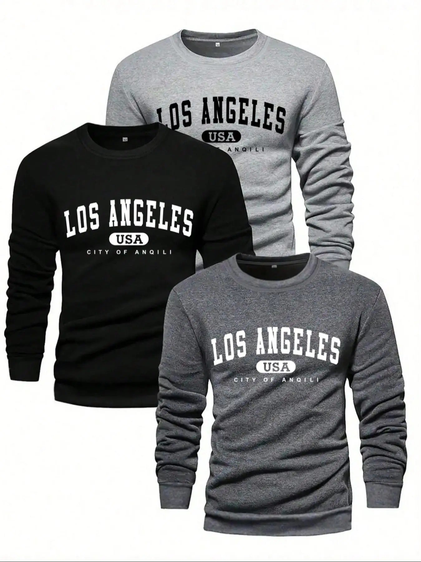 Men's Letter Print Round Neck Sweatshirt, Regular Fit Casual Long Sleeve Crew Neck Pullover for Spring & Fall, Fashion...