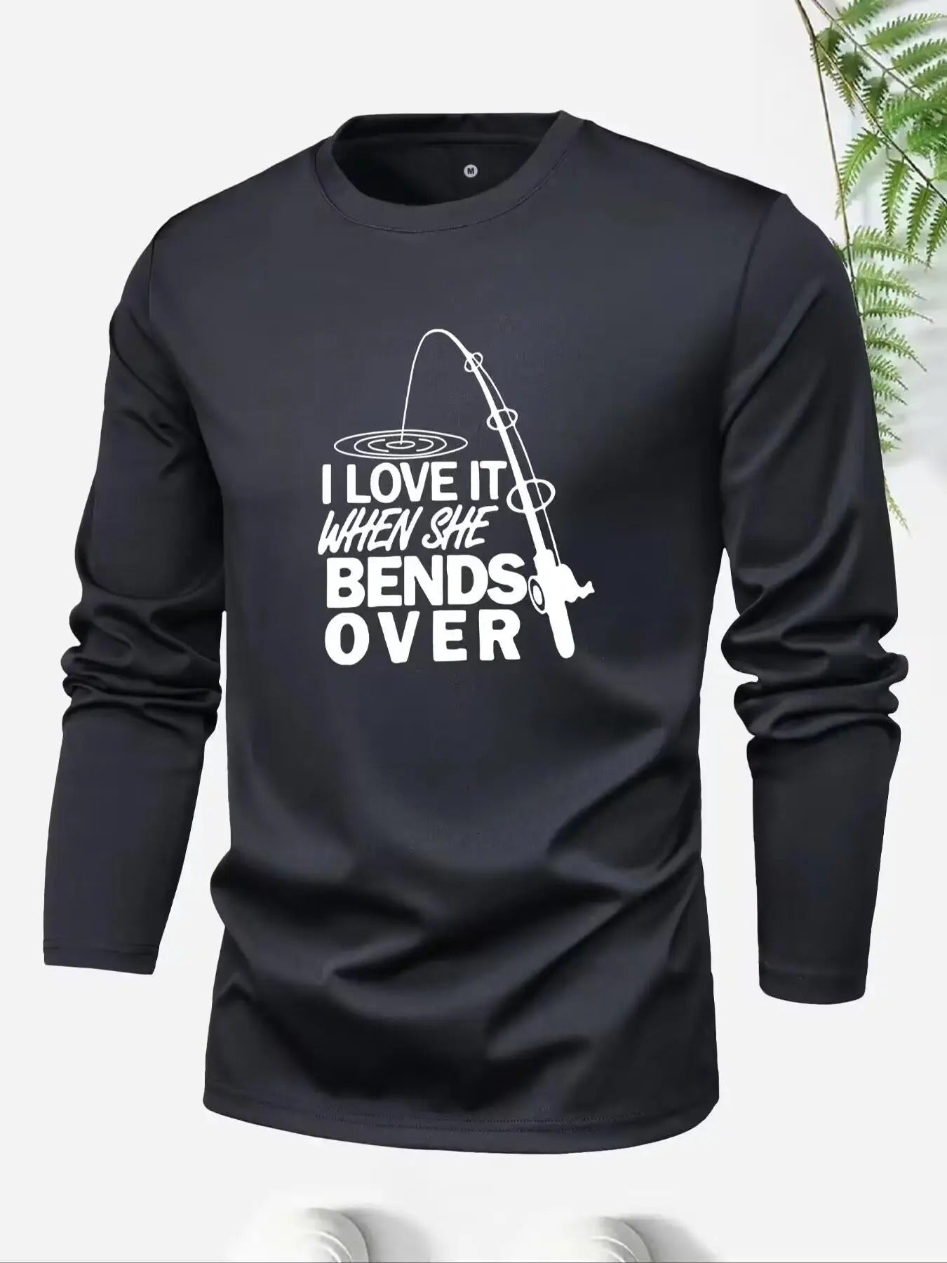 Men's Letter Print Round Neck Tee, Regular Fit Casual Long Sleeve Crew Neck T-Shirt for All Seasons, Men's Top for...
