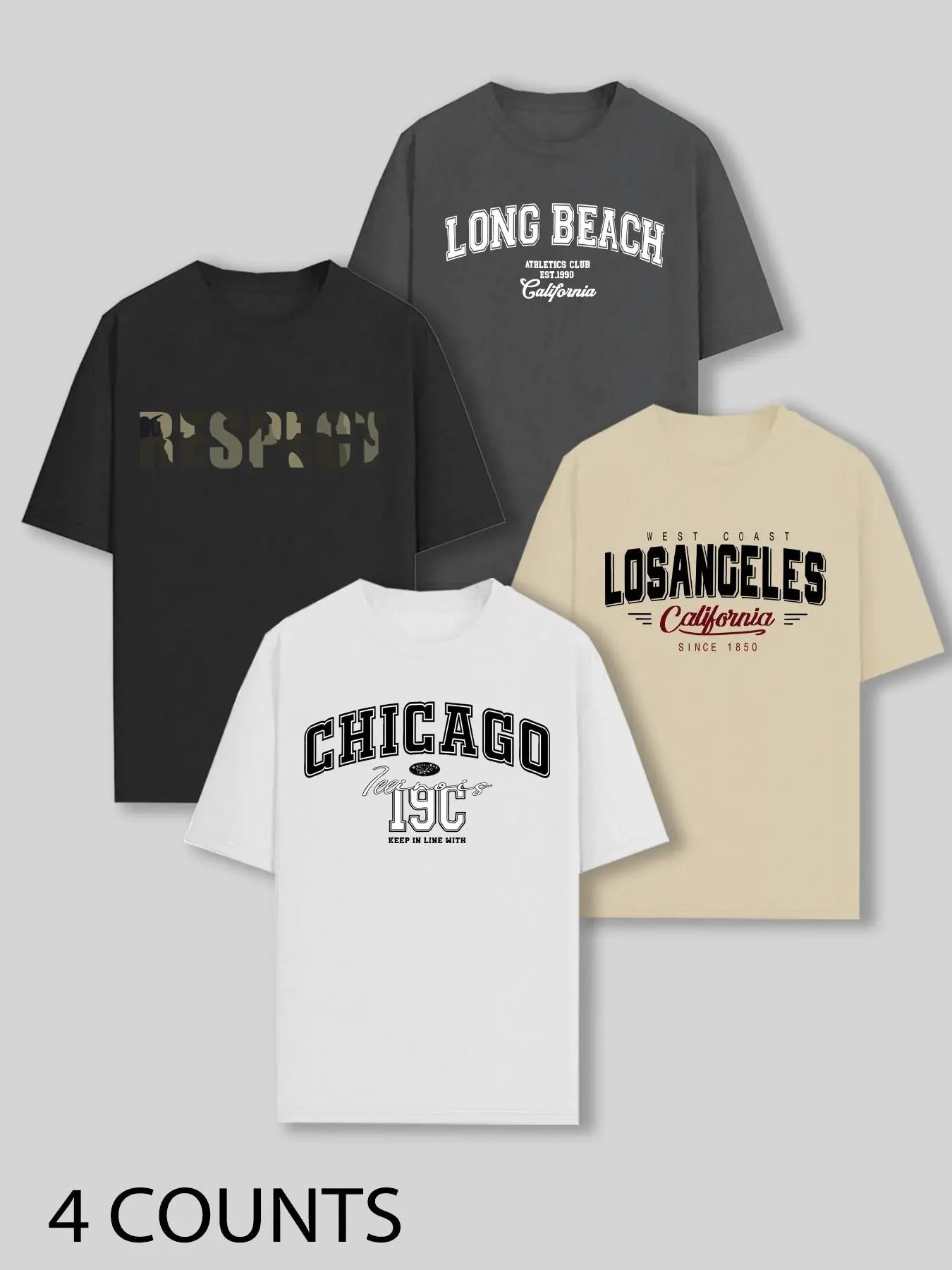 Men's Letter Print Round Neck Tee, Regular Fit Casual Short Sleeve T-shirt for Summer, Men's Top for Daily Wear style 09...