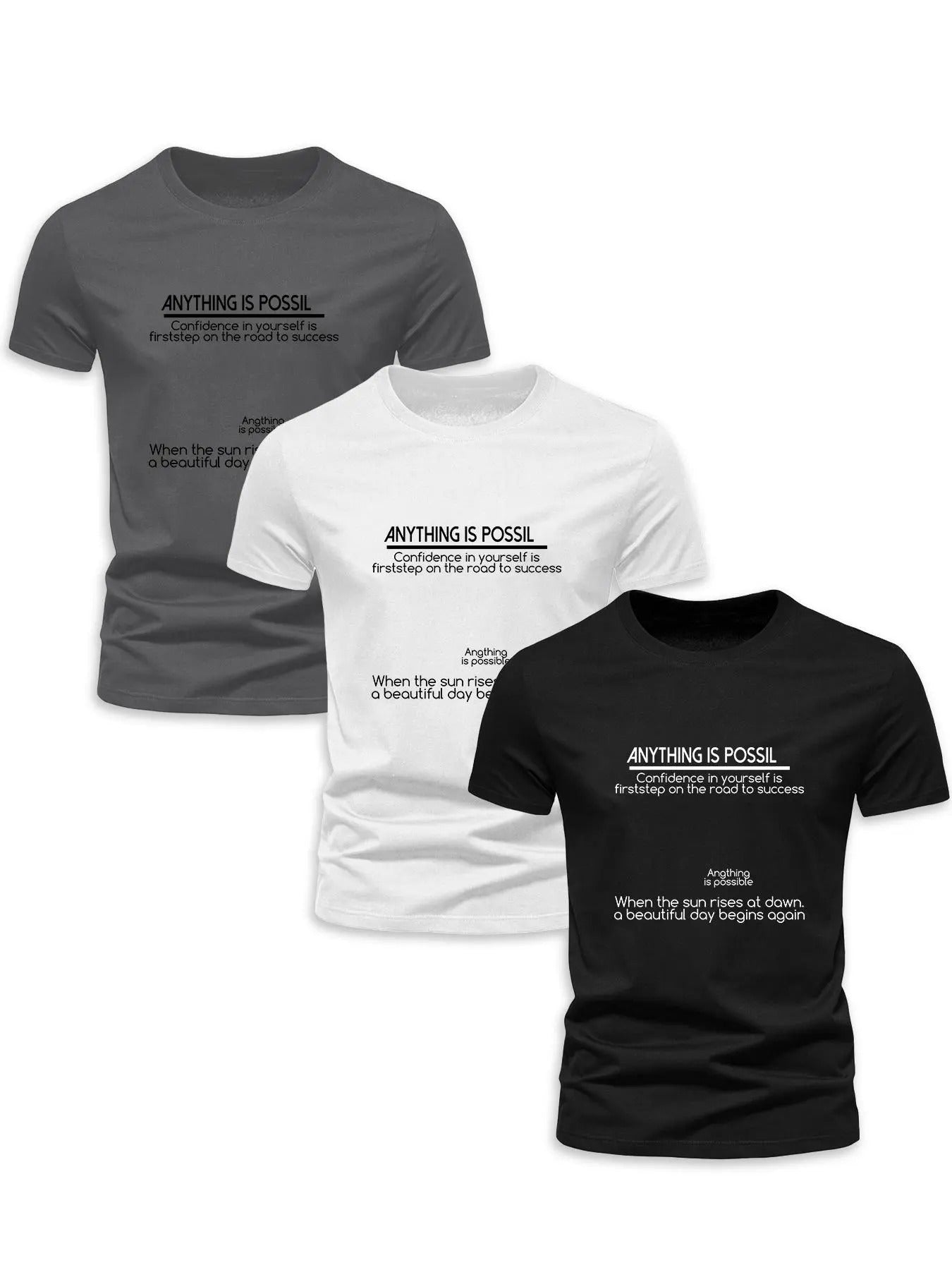 Men's Letter Print Round Neck Tee, Regular Fit Short Sleeve Crew Neck T-shirt for Summer, Casual Men's Top for Daily Wear...