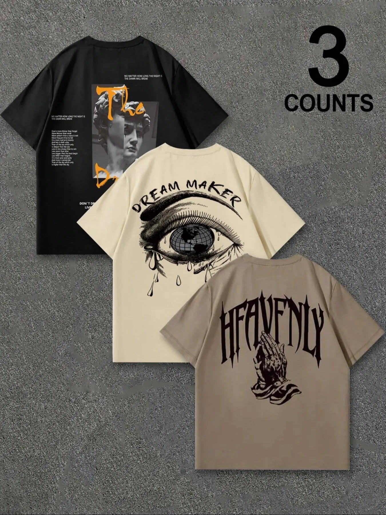Men's Letter Print Round Neck Tee, Regular Fit Short Sleeve Crew Neck T-shirt for Summer, Slogan Tees, Vintage Tees,...