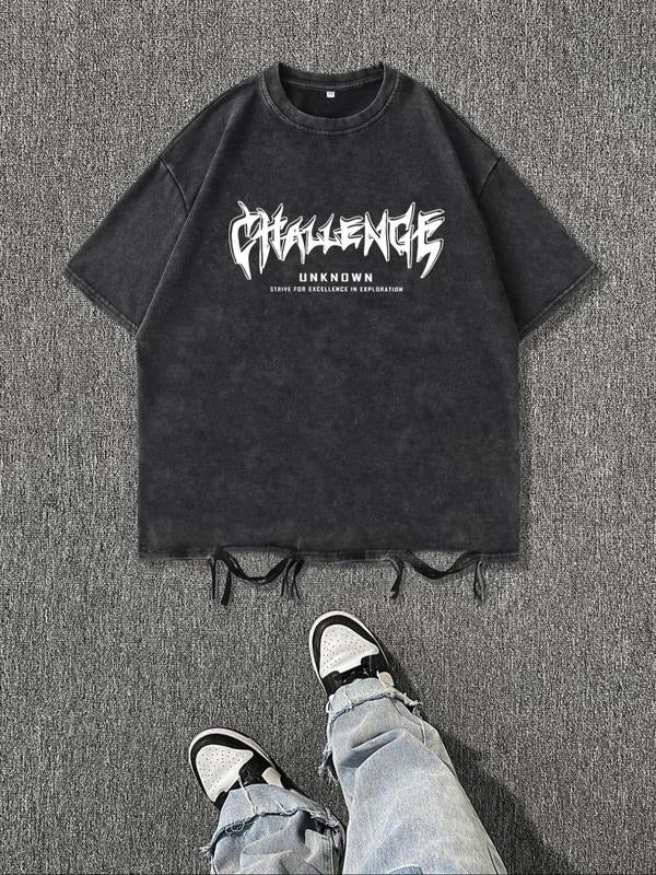 Men's Letter Print Short Sleeve Graphic Tee, Regular Fit Casual Round Neck T-shirt for Summer, Men's Top for Daily Wear,...