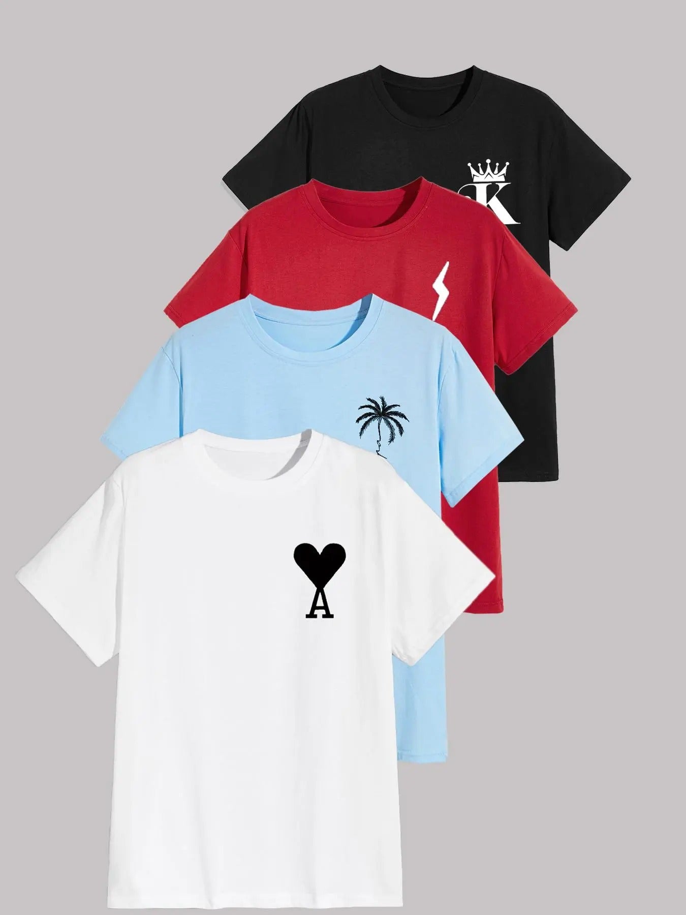 Men's Loose Letter & Graphic Print Round Neck Tee, Casual Short Sleeve Crew Neck T-shirt for Daily Wear, Men's Top for...