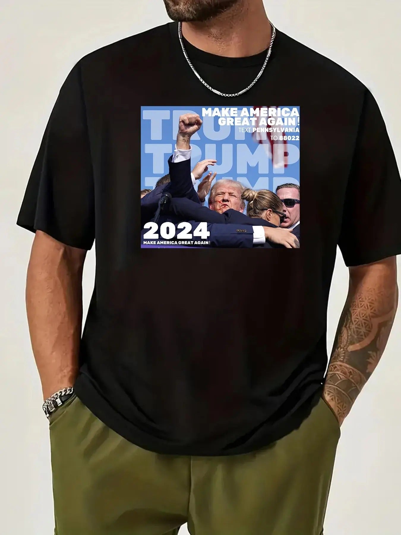 Men's Make America Great Again  Print Round Neck Graphic Tee, Regular Fit Casual Fashion Short Sleeve T-shirt for Summer,...
