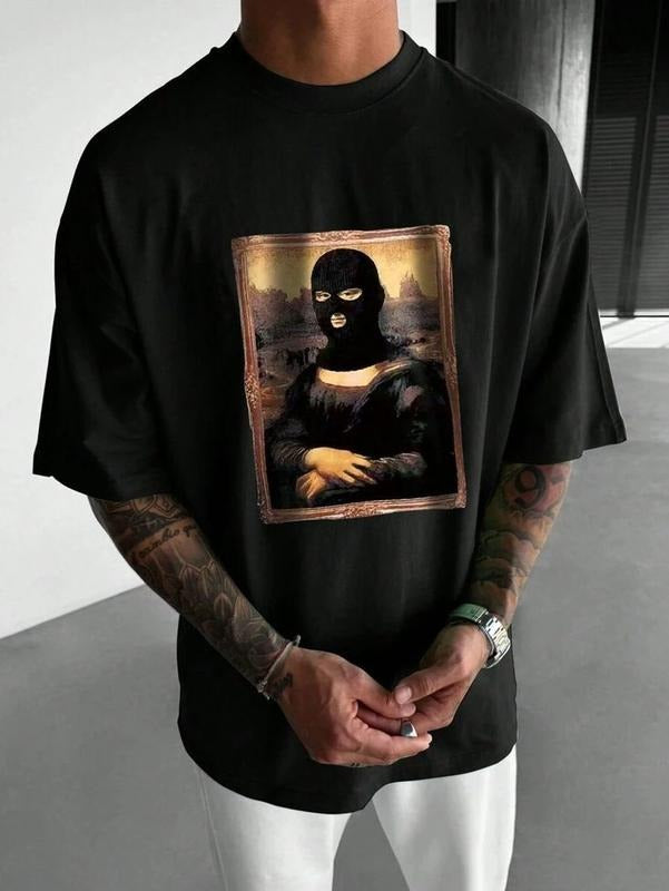 Mona Lisa Printed Crew Neck Short Sleeve Shirt Shirt Naughty Clothes Shirt Naughty Clothes Cotton Fabric Menswear Classic T-Shirts, Hoodie, Sweatshirt