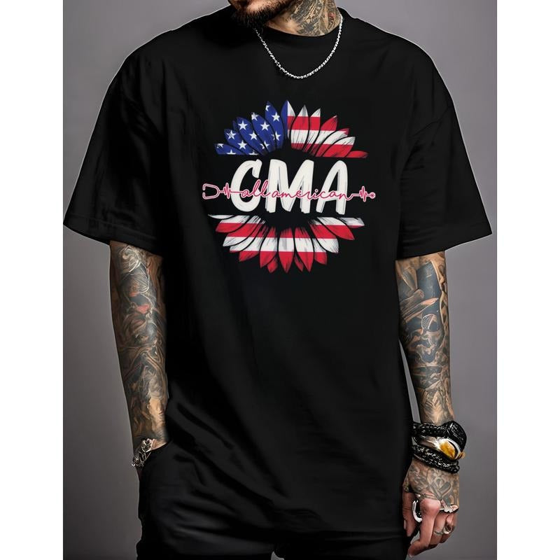 Men's Patriotic USA Flag  Printed T-Shirt
