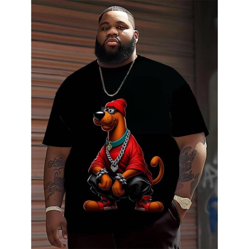 Men's Plus Size Hip-Hop Cartoon Animal Graphic T-Shirt