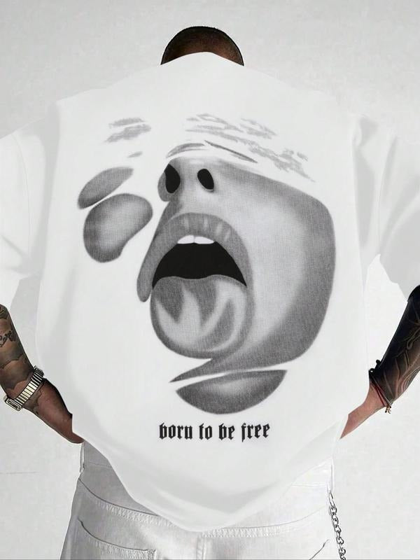 Men's Pop Art Print Round Neck Tee, Loose Casual Fashion Short Sleeve T-shirt for Summer, Men's Top for Daily Wear...