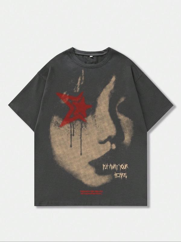 Men's Pop Art Print Round Neck Tee, Loose Casual Street Short Sleeve T-shirt for Summer, Men's Top for Daily Wear,...