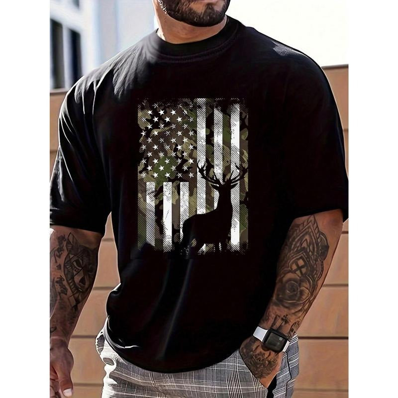 Men's Printed Round Neck Short Sleeve T-Shirt Made in USA Hoodie, Sweatshirt | HypeCrazeTee.com