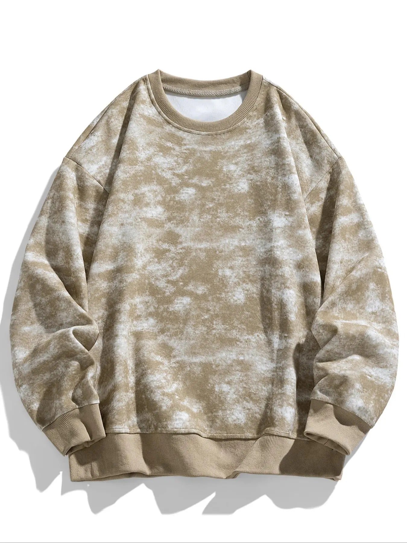Men's Regular Fit All Over Print Round Neck Sweatshirt, Casual Long Sleeve Crew Neck Pullover for Spring & Fall, Fashion...
