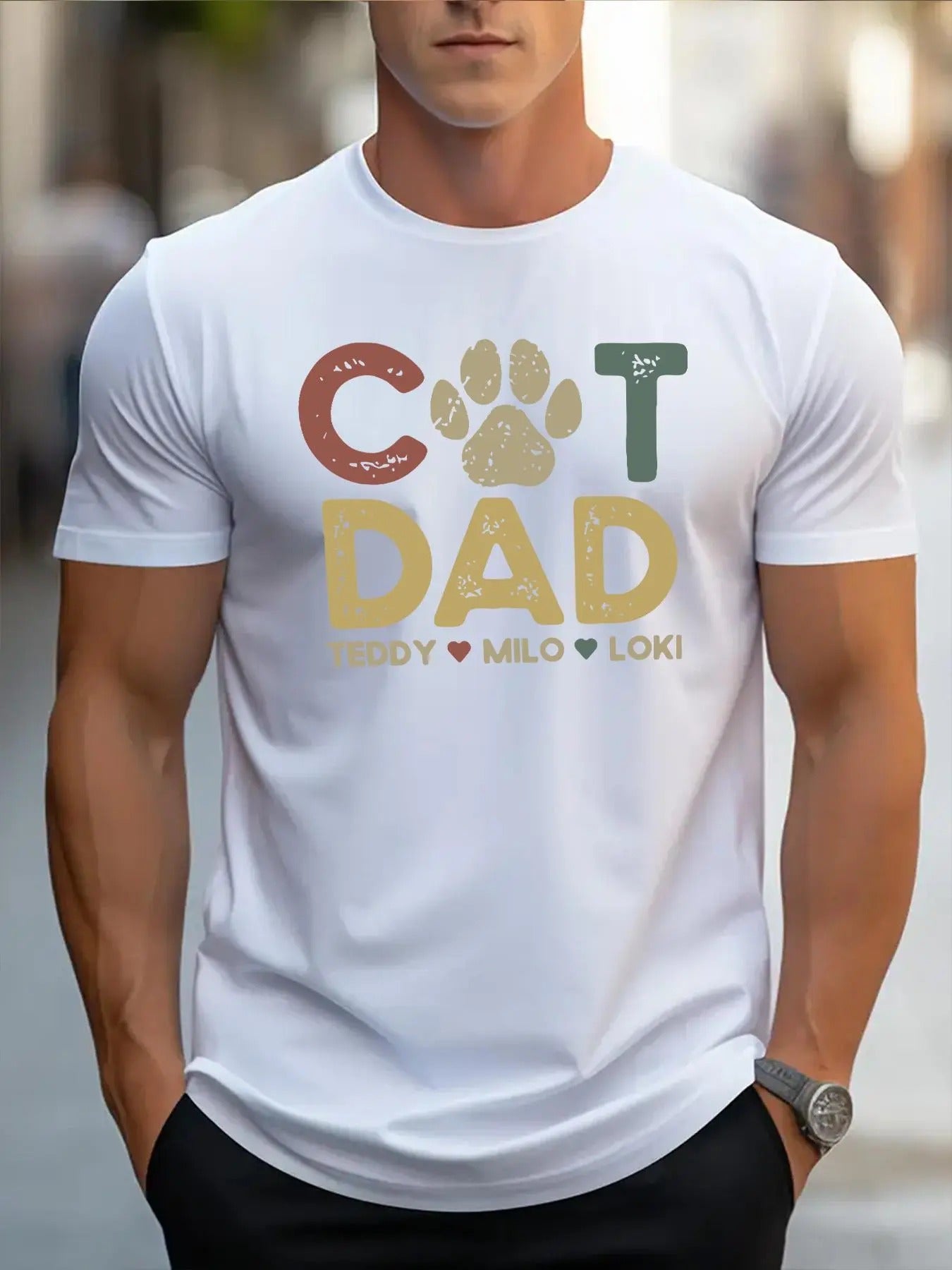 Men's Regular Fit Cat Claws & Letter Print Round Neck Tee, Casual Short Sleeve Crew Neck T-shirt for Summer, Fashion...