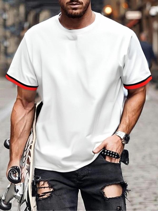 Men's Regular Fit Colorblock Raglan Sleeve Pajama Tee, Casual Comfy Round Neck T-shirt for Summer, Menswear Sleepwear for...