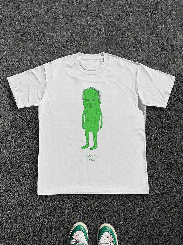 Men's Regular Fit Cucumber Print Round Neck Tee, Casual Short Sleeve Crew Neck T-Shirt for Summer, Fashion Men's Top for...