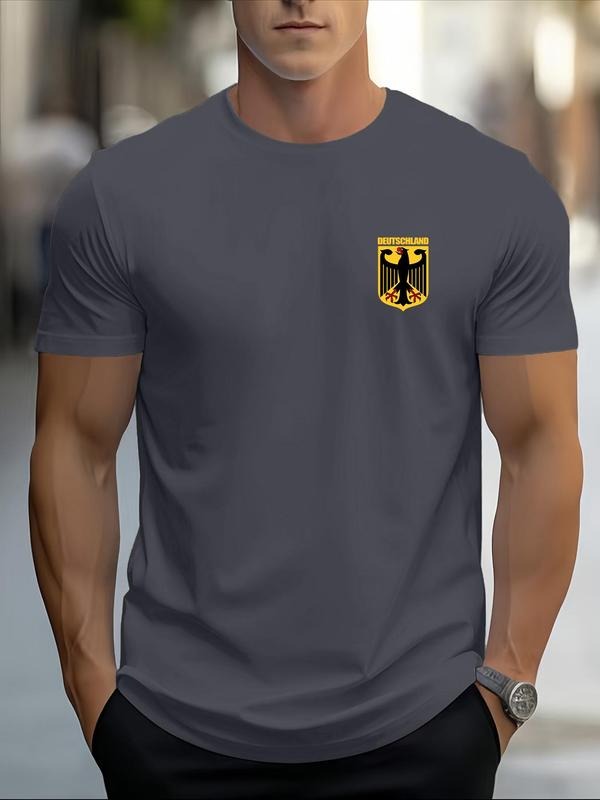 Men's Regular Fit Eagle Print Round Neck Tee, Casual Short Sleeve Crew Neck T-shirt for Daily Wear, Fashion Men's Top for...