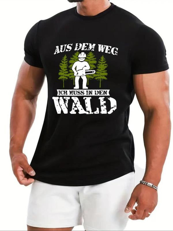 Men's Regular Fit Forest & Skeleton Print Round Neck Graphic Tee, Casual Short Sleeve T-shirt for Daily Wear, Men's Top...