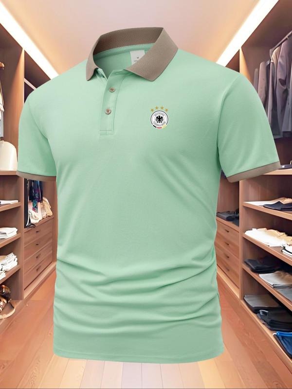 Men's Regular Fit Germany Team Print Polo Shirt, Casual Short Sleeve Top for Summer, Fashion Men's Clothes for Daily...