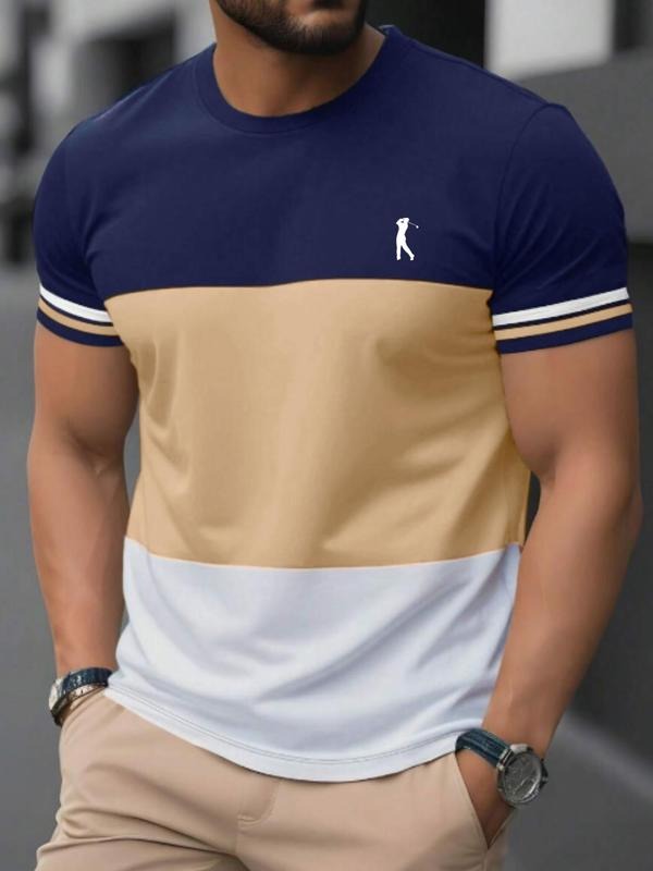 Men's Regular Fit Golf Print Round Neck Tee, Casual Short Sleeve Crew Neck T-shirt for Summer, Fashion Men's Top for...