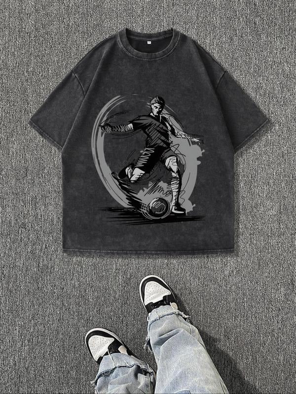 Men's Regular Fit Graphic Print Round Neck Tee, Casual Short Sleeve Crew Neck T-shirt for Summer, Fashion Men's Top for...