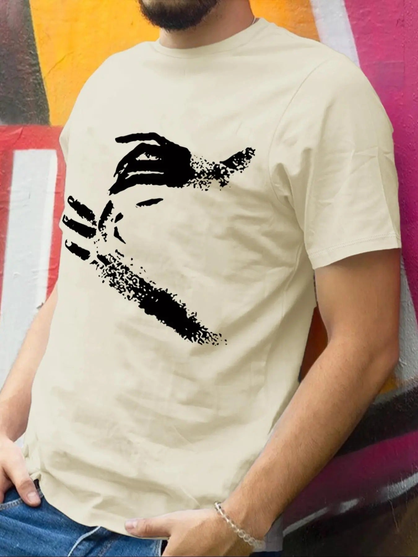 Men's Regular Fit Graphic Print Round Neck Tee, Casual Short Sleeve T-shirt for Daily Wear, Men's Top for All Seasons...