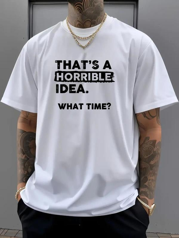 Men's Regular Fit Graphic Print Round Neck Tee, Casual Short Sleeve T-shirt, Men's Summer Top for Daily Wear Hoodie,...