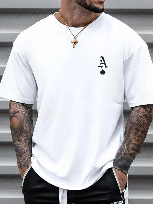 Men's Regular Fit Letter Graphic Drop Shoulder Tee, Casual Short Sleeve Round Neck T-shirt for Summer, Streetwear Men's...