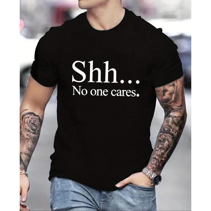 Men's Regular Fit Letter Print Round Neck Short Sleeve Tee, Casual Crew Neck Men T-Shirt for Daily Wear, Comfy Knitting...