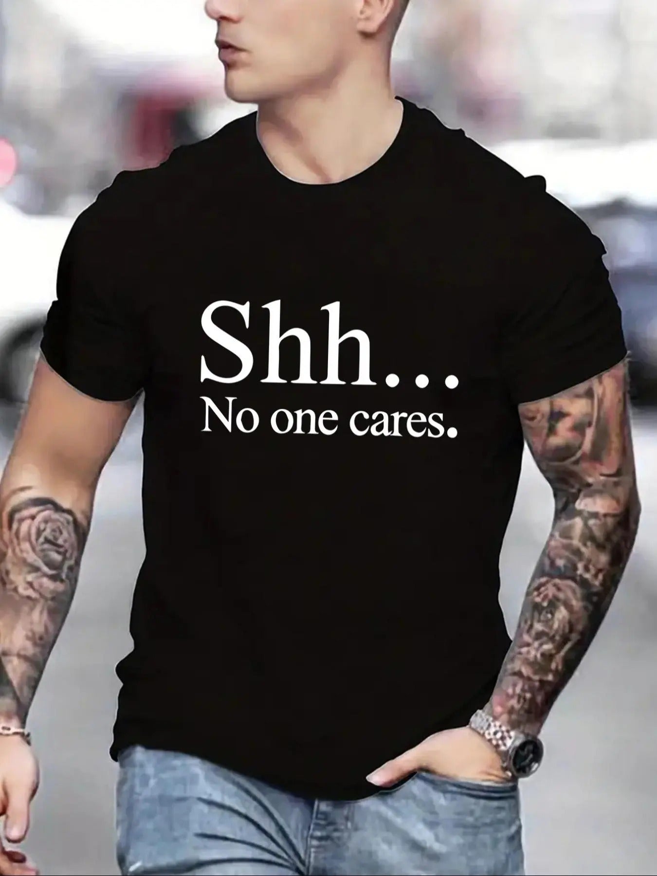 Men's Regular Fit Letter Print Round Neck Short Sleeve Tee, Casual Crew Neck T-Shirt for Daily Wear, Comfy Knitting Top...