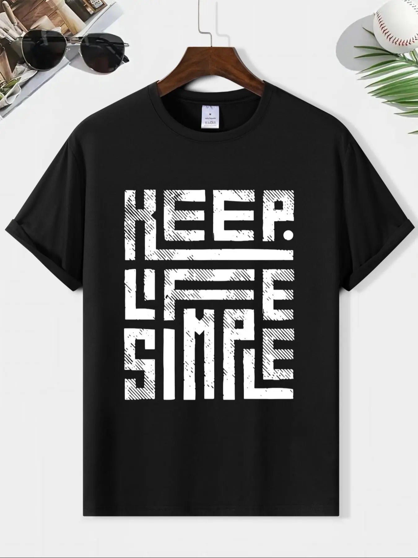 Men's Regular Fit Letter Print Round Neck Tee, Casual Short Sleeve Crew Neck T-Shirt for Summer, Fashion Men's Top for...